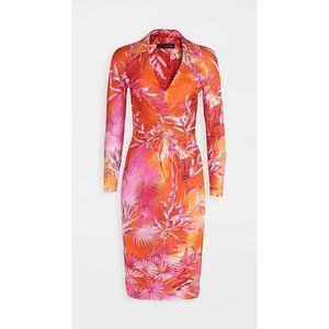 VERSACE Palms Long Sleeve Midi Dress Floral